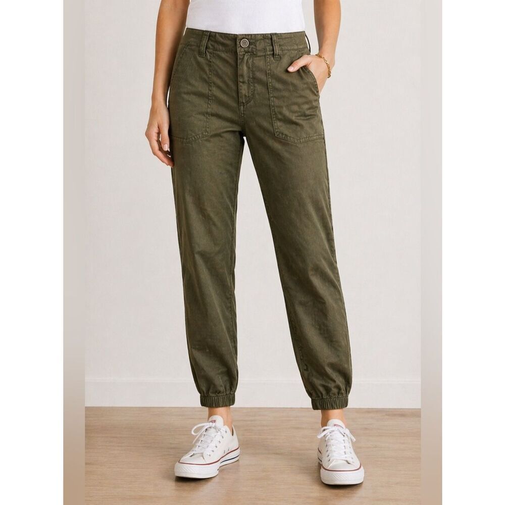 Level 99 Olive Green Jogger Pants Cargo Style Linen Blend Size 26